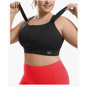 High Impact Sports Bras Non Pads Zip Front Adjustable Racerback Bra for Large Bust Women Workout Running