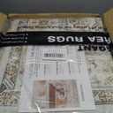 zesthome 8x10 Area Rugs - Stain Resistant Washable Rug for Living Room, Non-Slip Backing Large Area Rug with Ultra-Thin Low Pile for Bedroom, Vintage Home Decor (Orange/Beige)