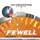 FEWELL 16" Premium Diamond Saw Blade, Multi-Purpose Diamond Blade, Cutting Hard Reinforced Concrete Asphalt Masonry Stone Terrazzo, Laser-Welded Segmented, 1"-20mm Arbor