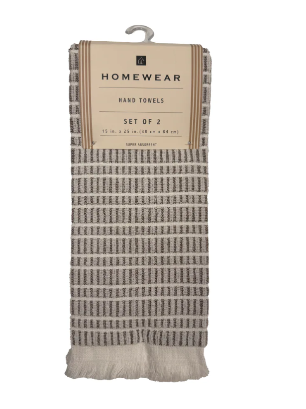 Homewear Embroidered Hand Towels - Tate Brown 2 pk