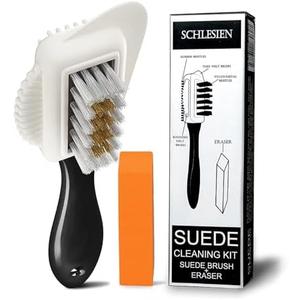 Suede Shoe Cleaner Kit with Eraser. Made 4-Way Suede & Nubuck Brush for Suede Leather Products with Brass & Nylon Bristles. Shoe Cleaning Bristle Brushes Kit for Nap Care & Boot Care.