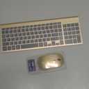 Wireless Keyboard and Mouse Ultra Slim Combo, TopMate 2.4G Silent Compact USB 2400DPI Mouse and Scissor Switch Keyboard Set with Cover, Batteries Included, for PC/Laptop/Windows/Mac - Gold Black