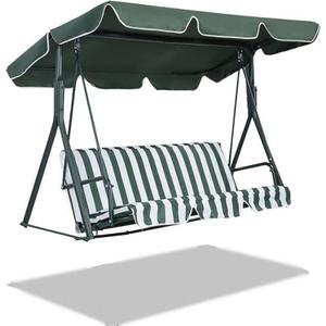 3 Person Outdoor Patio Swing Chair Replacement Canopy + Removable Seat Cover, Garden Swing Cover for Patio Yard Swin Canopy Seat Furniture Cover Waterproof Sunshade UV Block(Green)