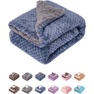 DG Plush Fleece Receiving Blanket for Dog, Cat, and Pet - Warm and Soft, 32" x 40", Smoked Blue