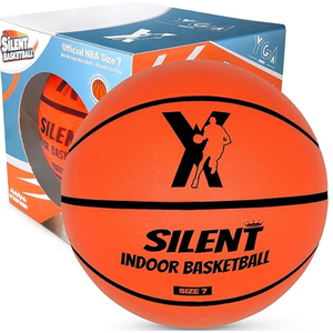 Silent Basketball Size 7 (29.5"), Soft Foam Indoor Basketball for Quiet Dribbling and Training, Grooved Airless Pro PU Foam Ball, Soundless Indoor Activities