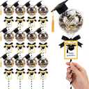 Gersoniel 12 Sets 2026 Graduation Party Favors for Guests 18 oz Graduation Cap Candy Container Class of 2026 DIY Grad Gift Money Box Jar with Congrats Card for Table Centerpiece Decor(Black & Gold)