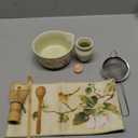 Matcha Set 8-Piece Japanese Tea Ceremony Kit with Ceramic Bowl, Bamboo Whisk & Holder, 2 Scoops, Strainer, Tea Cloth - Complete Gift Set for Traditional Brewing(Gradient flower)