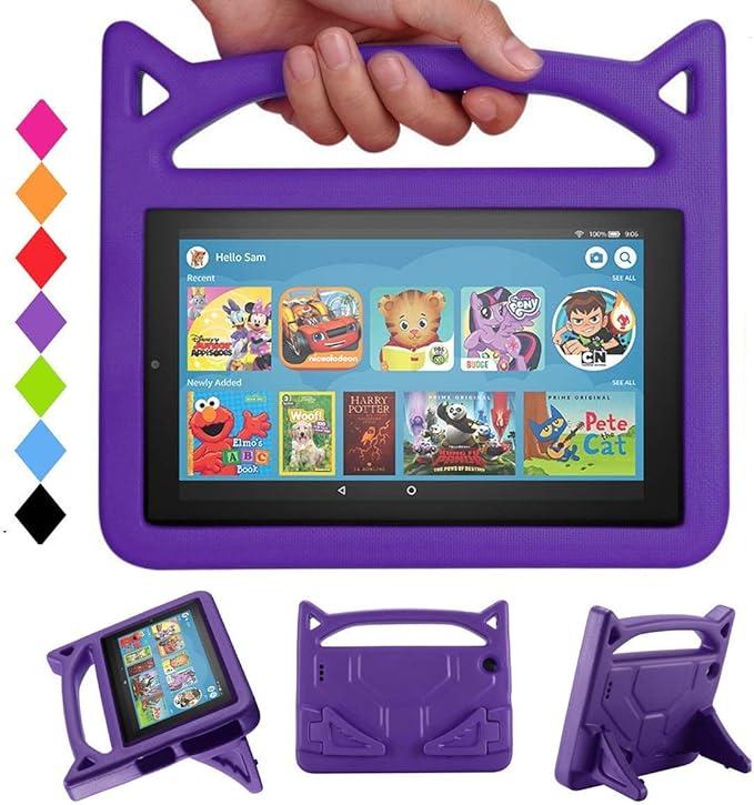 Kids Case for 7in Tablet(Only Fit 9th/7th/5th Gen, 2019/2017/2015 Release) Incompatible with Nokia Sony Tablet-SHERBORN Lightweight Shockproof Case with Stand Handle for 7 Inch Tablet-Blue