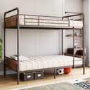 GAOMON Bunk Bed Twin Over Twin, Metal Bunkbeds with Ladders & 16.6" Safety Guardrail, Twin Bunk Beds for Kids ,Adults and Small Spaces, No Box Spring Needed, Brown