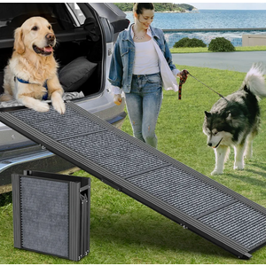 Dog Ramp for Car 63" Long & 17" Wide Portable Dog Ramps for Large Dogs with Non-Slip Rug Surface Dog Car Ramp for SUV Car & Truck, Folding Dog Ramp Up to 250LBS