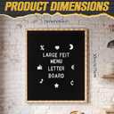 24 x 30 Inches Felt Letter Board & LED Light, Black, Natural Wood
