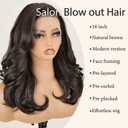 SOKU 13X6 Chocolate Brown Lace Front Wigs Pre Layered, 18 Inch Short Wavy Glueless Wigs Pre Plucked, Body Wave Synthetic Lace Front Wigs for Women
