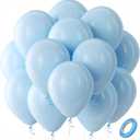 Bezente Pastel Blue Latex Party Balloons - 100 Pack 12 inch Round Helium Light Blue Baby Blue Balloons for Wedding Baby Shower Gender Reveal Birthday Party Decoration