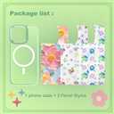 IYH for iPhone 16 Pro Case with 3 Interchangeable Magnetic Back Covers, Military-Grade Protection | Wireless Charging Compatible, Floral Pattern, Green