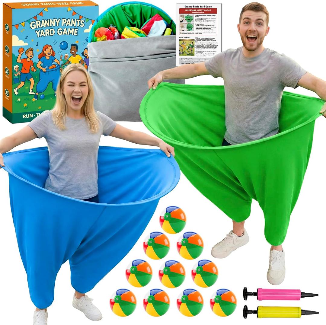 Granny Pants Yard Game, Granny Pants Outdoor Party Game, with Bouncy Balls, Storage Bag & Air Pumps  Funny Easter Lawn Games for Adults, Groups, Backyard Party & Family Gatherings (Green+Blue)