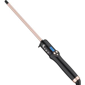 3/8 Inch Small Wand Curling Iron,Long Barrel Hair Curling Wand for Short&Long Hair, Ceramic Thin Curling Iron for Spiral Curls, Dual Voltage|Adjustable Temp