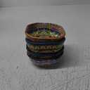 Boho 8 Oz Dipping Sauce Bowls, 4.3 Inches Ceramic Soy Sauce Dish, Bohemian Small Plates 4 Inch,Square Side Dishes, Small Appetizer Plates Set of 4, Colorful Dip Bowl, Microwave, Dishwasher, Oven Safe