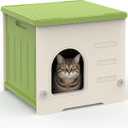 Stackable Cat House for Outdoor Indoor Use, Feral Cat Shelter Weatherproof Waterproof Elevated (Medium)