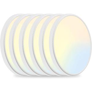 MODERN 6Pack LED Flush Mount Ceiling Light, 3000K-3500K-4500K-5000K-6000K Adjustable Ceiling Lamp,7.5inch Surface Mounted for Living Room, Bedroom, Kitchen, Laundry, Hallway (White, 6 Pack)
