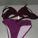 Beachlife Purple Bikini Set, Deep Burgundy Triangle Top and High-Leg Bottoms, Large