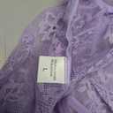 Aranmei Lingerie for Women Floral Lace Teddy Babydoll Dress Long Sleeve Nightgowns with Thongs Chemise Light Purple L