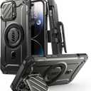 SUPCASE for iPhone 14 Pro Max Case with Camera Cover Stand (UB Mag XT) , [Compatible with MagSafe] [Built-in Belt-Clip] Heavy Duty Magnetic Phone Case for iPhone 13 Pro Max, Black