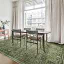 Morebes Boho Green Rugs for Living Room 8x10, Floral Washable Rugs for Bedroom Dining Room Non Slip, Large Soft Low Pile Indoor Floor Carpet for Farmhouse Office