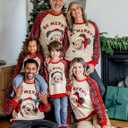 Disney family matching sweatshirt Stitch Mickey Spiderman print long sleeve winter Christmas mom dad kids loose fit red (XXL)