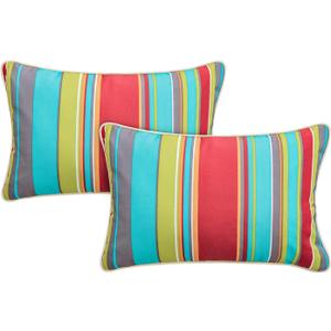 Enipate Outdoor Lumbar Pillows with Inserts, Water Resistant 12 x 20 Inch Striped Toss Pillows for Patio Furniture Decor, Pack of 2