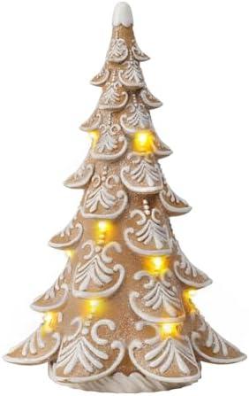 Cynkeyee Gingerbread Christmas Decorations Tree - Christmas Decoration Indoor with Lights Party Decorations Xmas Decor for Women Table Centerpiece 6.5x4.5x10 Inch