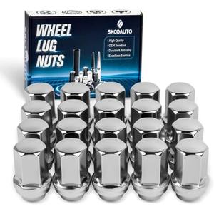 20 Pcs M14x1.5 Lug Nuts Chrome Compatible with Wrangler Gladiator Cherokee Grand Ram 1.46 Inch 7/8 Hex OEM Factory Style Large Acorn Seat Wheel Lug Nuts