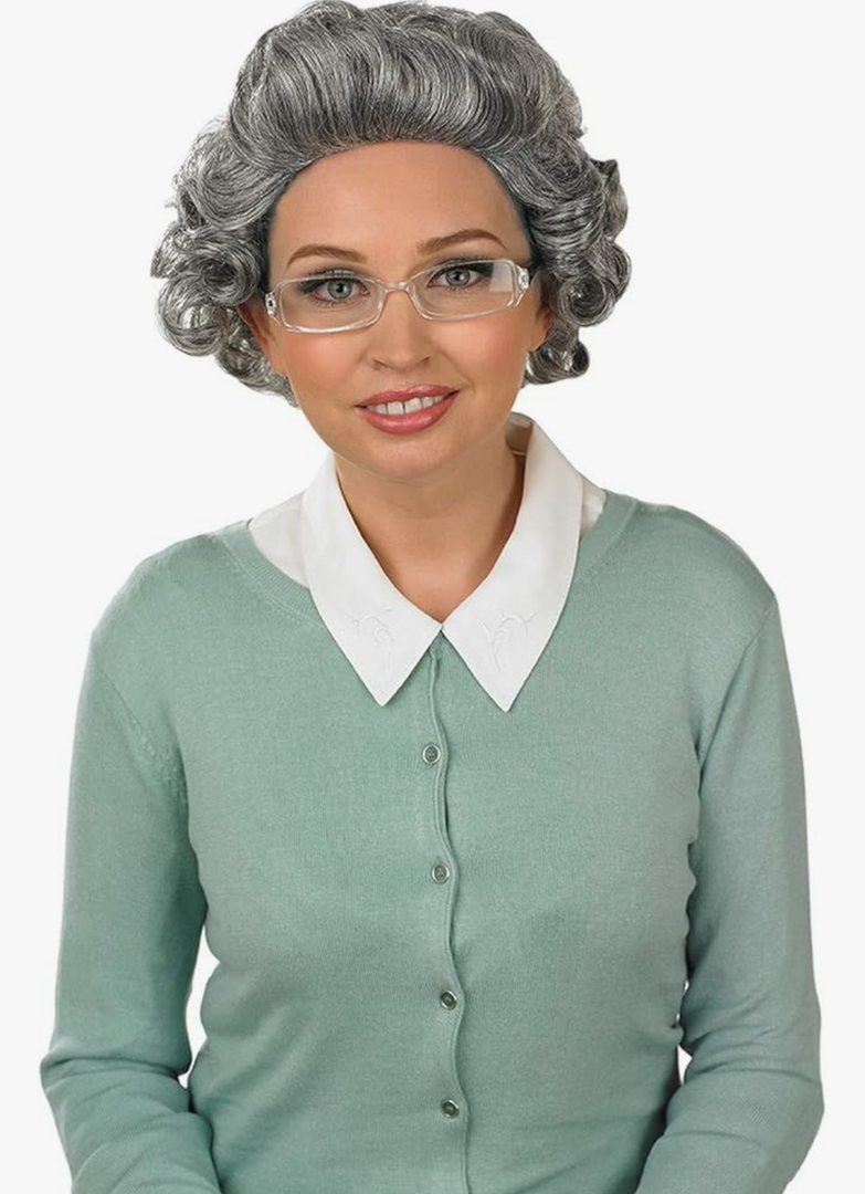 fun shack Old Lady Wig for Women, Short Gray Wig, Gray Grandma Wig, Old Lady Wig White, Old Lady Hair Wig, Old Granny Costume