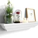 SRIWATANA White Floating Shelf, 24 Inch Solid Wood Storage Wall Shelf Display Ledge Shelvf Decor for Bedroom, Living Room, Bathroom, Kitchen - White