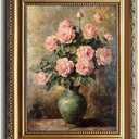 Vintage Floral Wall Art - Vintage Flower Posters Dark Academia Decor with Antique Gold Frame, Moody Autumn Botanical Prints for Bedroom, Living Room, Bathroom & Office Decor - 9x12 Inch