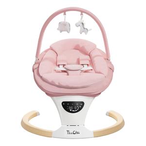Baby Swings for Infants, Portable Infant Swing with 5-Speeds, 3-Adjustable Height, 3 Timer & 12 Lullabies, Mutil-Function Electric Swing for Baby, Indoor & Outdoor Use (Pink)
