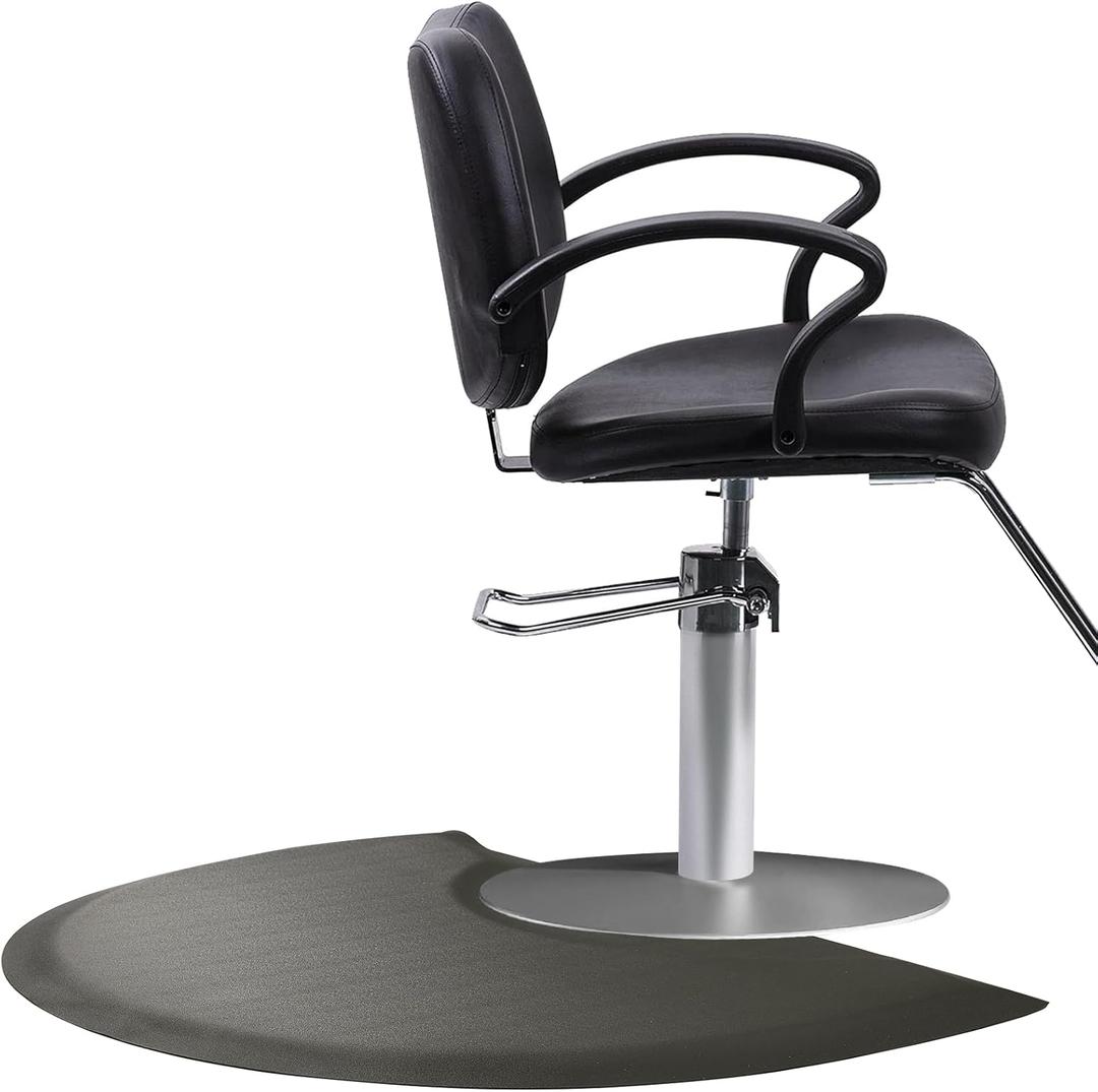 Salon Mats for Hair Stylist Anti Fatigue Standing 3'x4' Barber Salon Floor Mats - Black Semi Circle Hairstylist Mat for Salon Chair - 1/2" Thick Comfort Hair Cutting Hairdressing Equipment