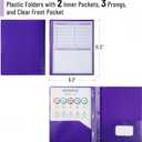 Mr. Pen- Plastic Folders with Pockets and Prongs, 24 Pack, Letter Size, Purple, Flexible Plastic Folders with Prongs, Clear Front Pocket and Card Slot