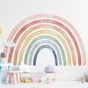 76.77x47.24'' Watercolor Large Rainbow Wall Decal Classroom Wall Decor with Inspirational Quote Peel and Stick Stickers Waterproof Wallpaper for Girls Kids Bedroom Nursery Playroom(Cute)