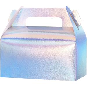 UnicoPak 30 Pack Iridescent Party Favor Bag Boxes, Goodie Favor Boxes for Treats Cookies Candies, Ideal for Theme Birthday Party, 6.5x3.5x3.5 Inches