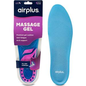 Airplus Super Gel Cushion Insole for Womens Shoe Sizes 5-11 All-Day Comfort, Shock Absorption, Gel Zones, Full-Length Footbed, Trim-to-Fit for Casual, Athletic, Dress Shoes, and Work Boots, 5-11