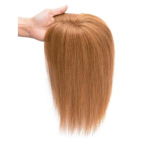 viviaBella Human Hair Hand-tied Swiss Lace BaseToppers Natural Looking no Bangs, Clip in Real Human Hair Toupee for Women with Thinning Hair Big Coverage 12inch hairpieces(Copper Red, 5"X4.5")