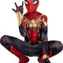 MARVEL Integrated Spider-Man Official Youth Deluxe Zentai Costume - Stretch Spandex with Hidden Zippers and Wrist Slits
