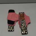 COFOF Weight Lifting Wrist Strap, Double Layer Leather Wrist Strap for Deadlift and Powerlifting, Adjustable Neoprene Padded Gym Workout Lifting Hooks (Pair) (Pink Leopard)