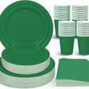 WYTAOHZL 200PCS Green Plates and Napkins Party Supplies with 7 Inch and 9 Inch Disposable Party Paper Plates Napkins Cups for Birthday Shower Parties