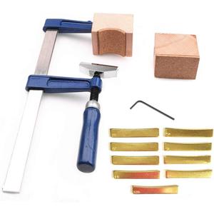 Jiayouy Guitar Bass Fingerboard Fret Press Insert Tool + 9Pcs Radian Fret Press Caul Inserts with 2pcs Wooden Soundhole Cauls, Hex Wrench