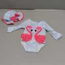 Newborn Infant Baby Girls Long Sleeve Swimsuit with Hat (3-6 Months, Flamingo)