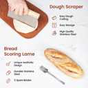 Banneton Bread Proofing Basket Set, Sourdough Starter Kit and Baking Tools - 9 Inch Round & 10 Inch Oval Baskets, 600ml Starter Jar, Bread Lame