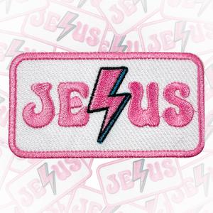 2 x Jesus Light Bolt Patch 3 Inches Christian, Religious, Jesus, Bible Verse, Scripture Iron On/Sew On Embroidered Applique Patch for Clothes Backpacks Hats, DIY Funny Accessories Gifts for Mom Dad Friend