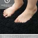 Bathroom Rugs Non Slip Washable 36x24, Ultra Thick Soft Microfiber Absorbent Bath Mats, High Density Foam Latex Non Slip Backing Bath Rugs, Fluffy Floor Carpet for Tub&Shower, Black