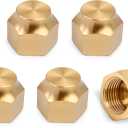 Flare Cap, 3/8" Inch Brass Cap SAE for 45 Degree Female Flare Tube Fitting Seal Plug - 5 Pcs